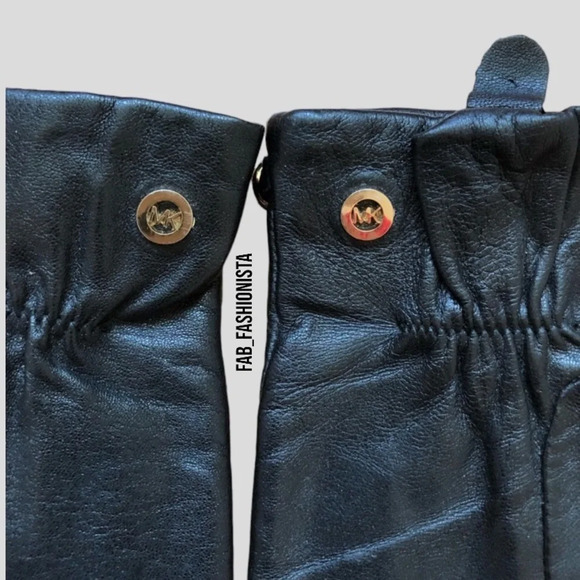 Leather Gloves Black Michael Kors Bow Design - Picture 2 of 4